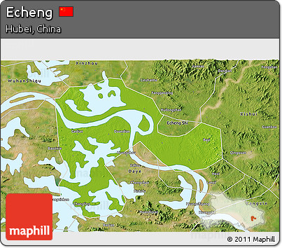 Physical 3D Map of Echeng, satellite outside