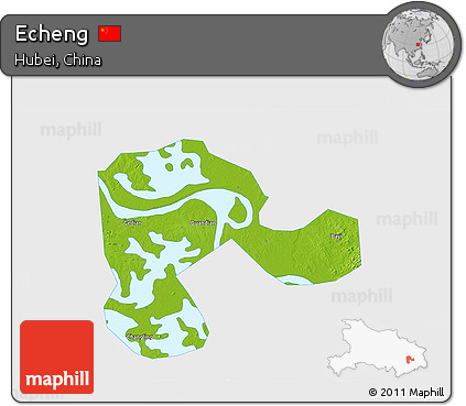 Physical 3D Map of Echeng, single color outside