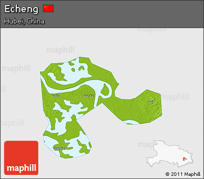 Physical 3D Map of Echeng, single color outside
