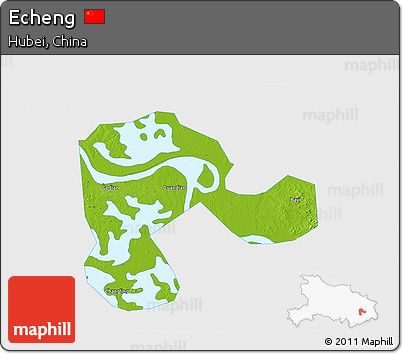 Physical 3D Map of Echeng, single color outside