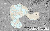 Shaded Relief 3D Map of Echeng, darken, desaturated