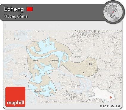 Shaded Relief 3D Map of Echeng, lighten