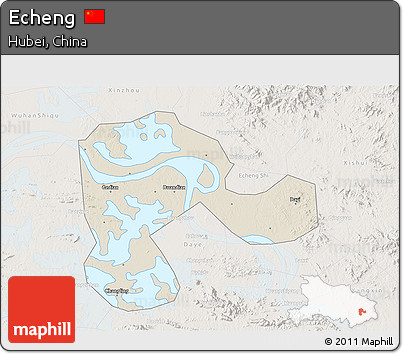 Shaded Relief 3D Map of Echeng, lighten