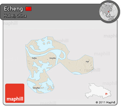 Shaded Relief 3D Map of Echeng, single color outside