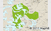 Physical Map of Echeng, shaded relief outside
