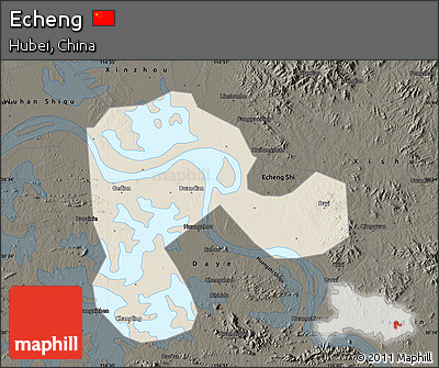 Shaded Relief Map of Echeng, darken