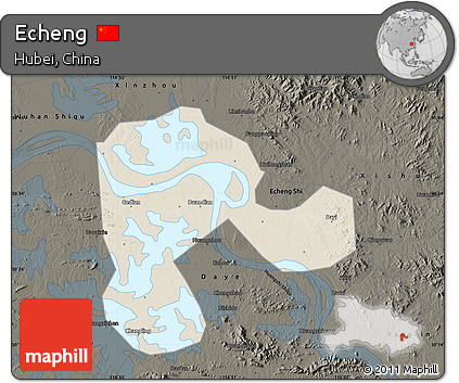 Shaded Relief Map of Echeng, darken