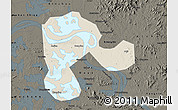 Shaded Relief Map of Echeng, darken