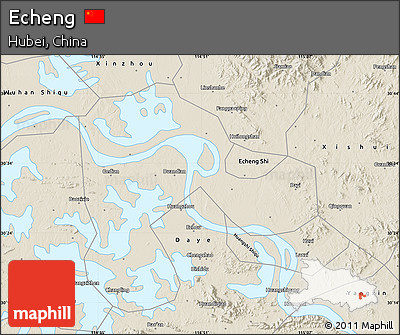 Shaded Relief Map of Echeng