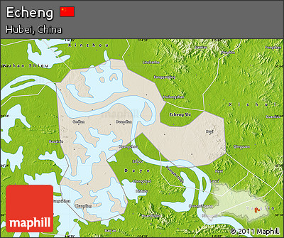Shaded Relief Map of Echeng, physical outside