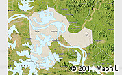 Shaded Relief Map of Echeng, satellite outside