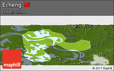 Physical Panoramic Map of Echeng, darken