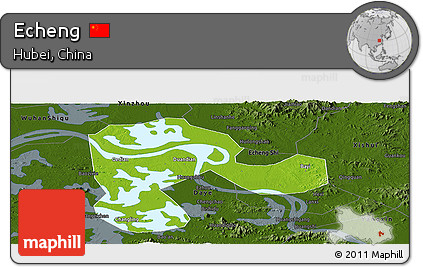 Physical Panoramic Map of Echeng, darken