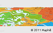 Physical Panoramic Map of Echeng, political outside