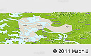 Shaded Relief Panoramic Map of Echeng, physical outside