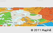 Shaded Relief Panoramic Map of Echeng, political outside