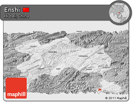 Gray Panoramic Map of Enshi