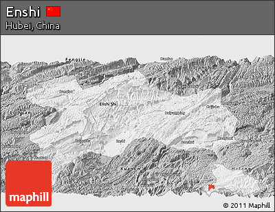 Gray Panoramic Map of Enshi