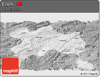Gray Panoramic Map of Enshi