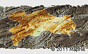 Physical Panoramic Map of Enshi, darken, semi-desaturated