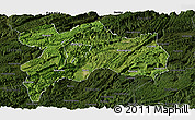 Satellite Panoramic Map of Enshi, darken