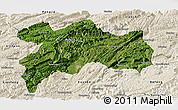 Satellite Panoramic Map of Enshi, shaded relief outside
