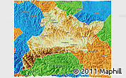 Physical 3D Map of Fangxian, political outside