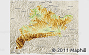 Physical 3D Map of Fangxian, shaded relief outside