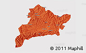 Political 3D Map of Fangxian, cropped outside