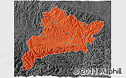 Political 3D Map of Fangxian, darken, desaturated
