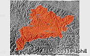 Political 3D Map of Fangxian, desaturated