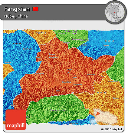 Political 3D Map of Fangxian
