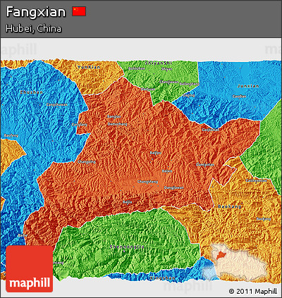 Political 3D Map of Fangxian