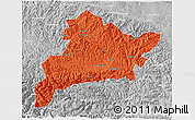 Political 3D Map of Fangxian, lighten, desaturated