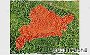 Political 3D Map of Fangxian, satellite outside