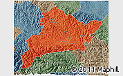 Political 3D Map of Fangxian, semi-desaturated