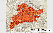 Political 3D Map of Fangxian, shaded relief outside