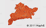 Political 3D Map of Fangxian, single color outside