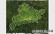 Satellite 3D Map of Fangxian, darken