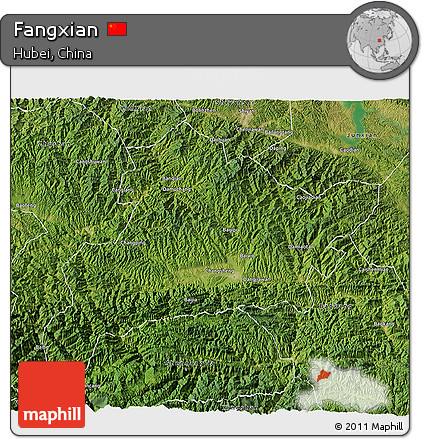 Satellite 3D Map of Fangxian