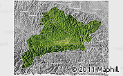 Satellite 3D Map of Fangxian, lighten, desaturated
