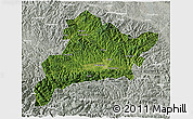 Satellite 3D Map of Fangxian, lighten, semi-desaturated