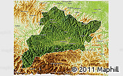 Satellite 3D Map of Fangxian, physical outside