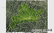Satellite 3D Map of Fangxian, semi-desaturated