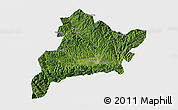 Satellite 3D Map of Fangxian, single color outside