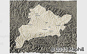 Shaded Relief 3D Map of Fangxian, darken