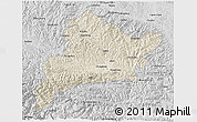 Shaded Relief 3D Map of Fangxian, desaturated