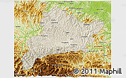 Shaded Relief 3D Map of Fangxian, physical outside