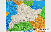 Shaded Relief 3D Map of Fangxian, political outside