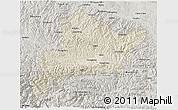 Shaded Relief 3D Map of Fangxian, semi-desaturated